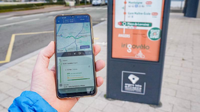 Visuel d'un trajet vélo sur le plan dynamique